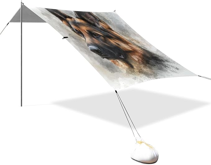 ALAZA Watercolor Painting The Portrait of A German Shepherd Dog Beach Tent Sun Shelter Portable Canopy Sunshade for Outdoor Camping Picnics Backyard Fun 10x9 ft