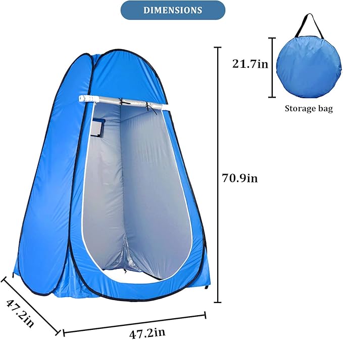 LEVORYEOU Privacy Pop Up Tent Portable Toilet for CampingFishing Tent Outdoor Shower Enclosure Tent Privacy Changing Beach Tent Rain Shelter with Window – Easy Set Up with Carry Bag (Blue)