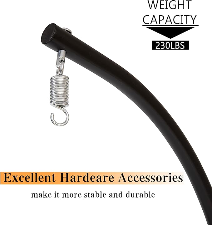 Round Base Heavy Duty Hanging Stand - Powder Coated Hammock Stand for Hammock Chair Indoor and Outdoor (Black)