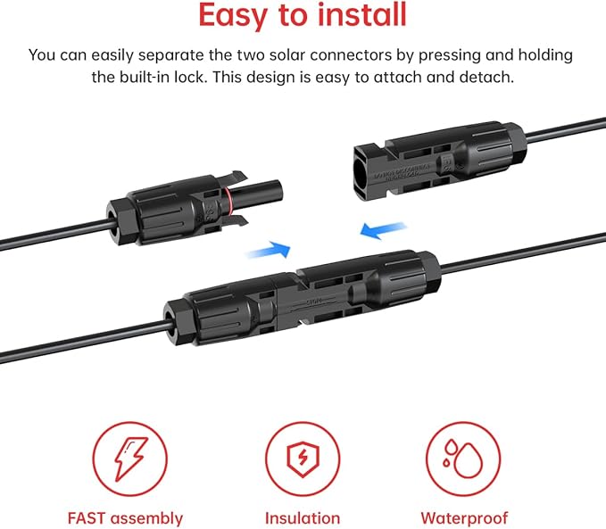 ELFCULB Solar to DC 8mm Cable 14AWG 20FT Solar Panel Connector to DC7909 Male Connector Cable for Solar Generator Portable Power Station