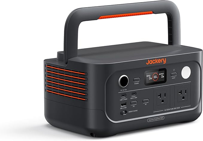 Jackery Explorer 500 v2 Portable Power Station 512Wh LiFePO4 Battery 500W AC/1000W Peak Solar Generator for Camping Outdoors and Power Outages