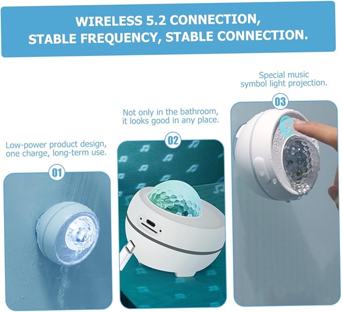 Happyyami Shower with Night Light Projector Multipurpose Portable for Bathroom Camping and Outdoor Use