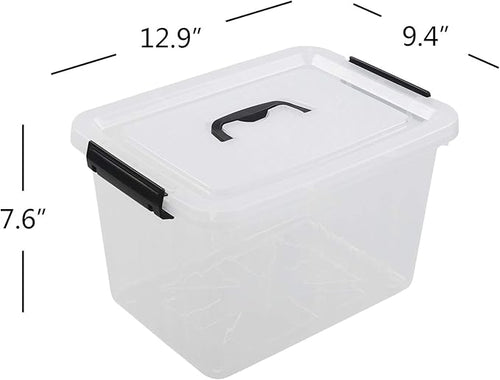 1-Pack Plastic Storage Box Clear Latch Box with Handle and Lid 10 L