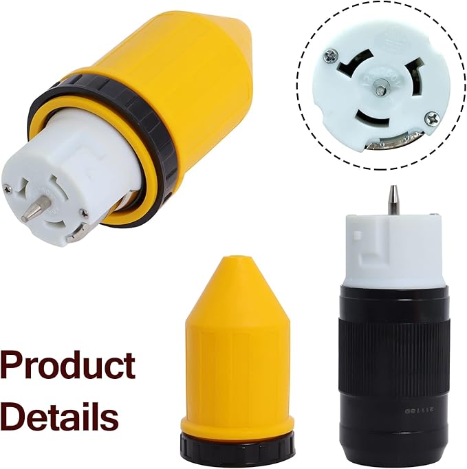 50 AMP Twist Lock Plug Female with Protective Cover LL550C 50 AMP Generator Connector CS6364 Generator Cord Cap 125 Volt//250 Volt Generator Plug