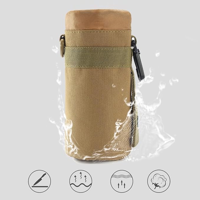 Water Bottle Holder Tactical Water Bottle Pouches Water Bottle Sleeve Bag for Backpack with D-Ring Hook