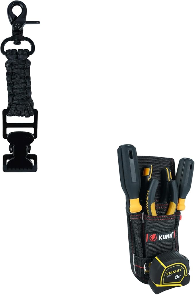 KUNN Single-Head Tactical Glove Clip Holder Work Glove Holder Clip for Tactical Backpack Tool Belt Hiking Bag Black +Tool Pouch with Belt Clip Utility Small Tool Organizer with Tape Measure Holder