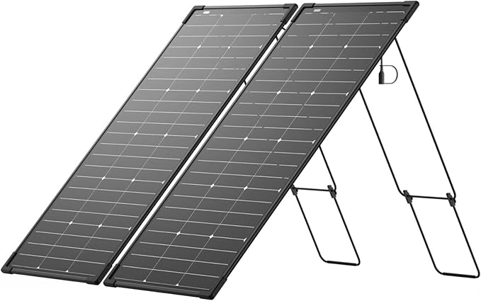 EF ECOFLOW 2PCS 125W Solar Panels 250W Bifacial Rigid Modular Solar Panel Up to 25% Efficiency with IP68 Waterproof Rate Adjustable Support and Solar Angle Guide for Camping RVs &amp Home