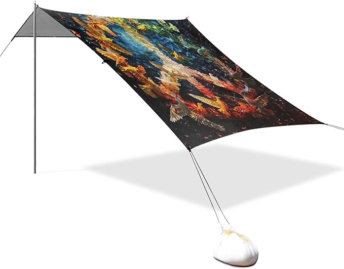 ALAZA Peace and Love Sign Doves Beach Tent Sun Shelter UPF50+ Protection Beach Shade Canopy w/ 4 Sandbags for Outdoor Camping Fishing Backyard Fun Picnic 10x9 ft