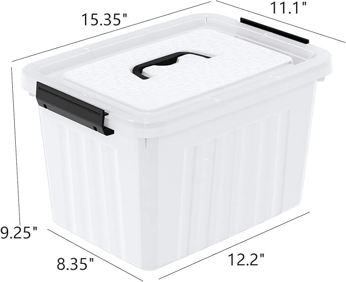 Sadstory 18 Quart Plastic Storage Tote Box with Handle Clear Latching Bins with Lid 4 Packs