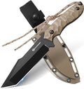 DRACHENADER B-ER-TANTO POINT Fixed Blade Tanto Knife with Sheath 5cr14mov Steel 9.29 Tactical Knife for Men with Full Tang Design Khaki