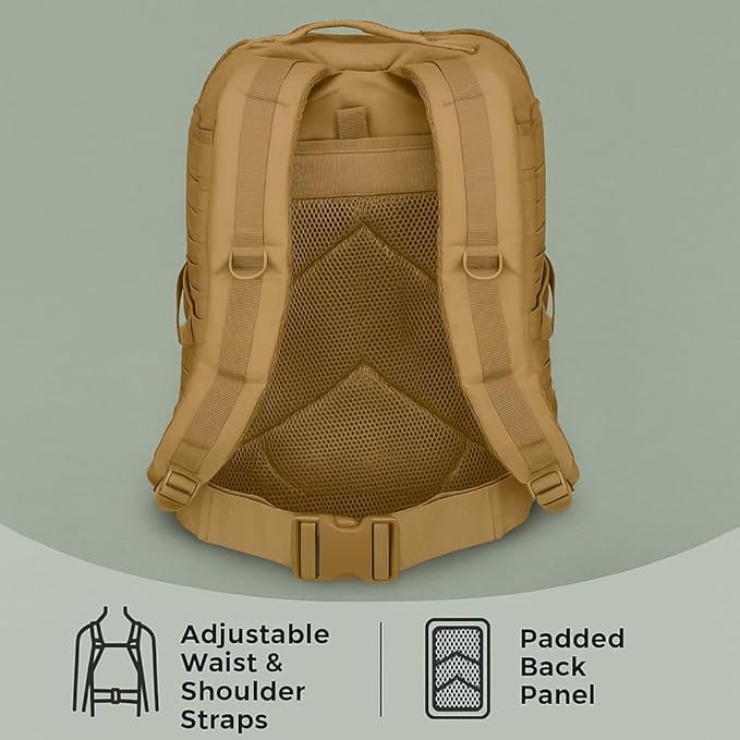 Barska Loaded Gear Large Backpack with MOLLE – Multiple Compartment Bag with Laptop Sleeve for Gear Storage