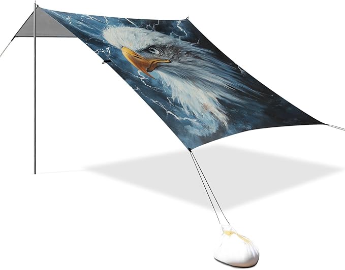 ALAZA Eagles Head Lightning Beach Tent Sun Shelter Portable Canopy Sunshade for Outdoor Camping Picnics Backyard Fun 10x9 ft