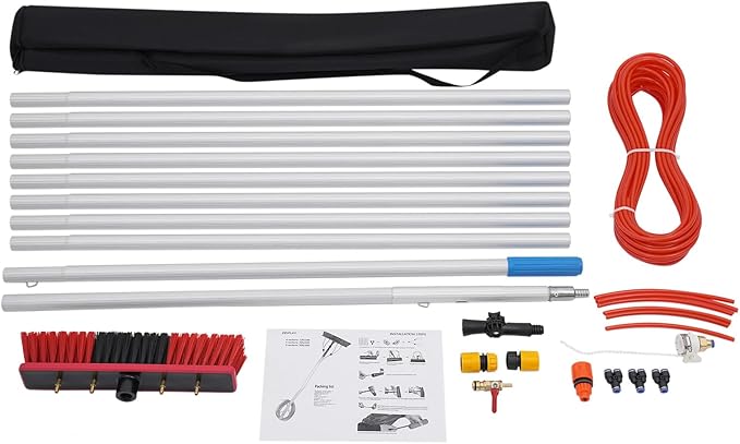 32.8 Feet Reach Solar Panel Cleaning Brush &amp Pole Water Fed Pole KitSuitable for high Windows Cleaning Solar photovoltaic Panel Cleaning and Cleaning Cars Trucks Vans caravans Windows