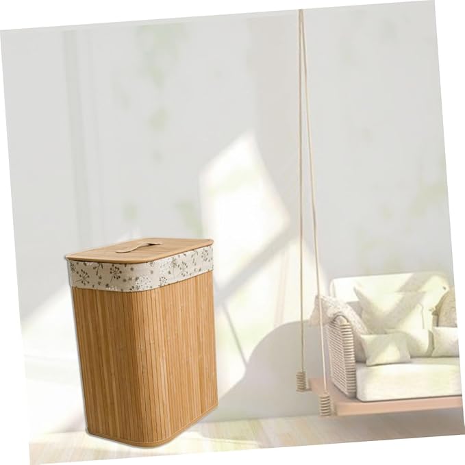 LABRIMP Large Woven Laundry Basket Lid Storage Bucket for Clothes Folding Cover Design