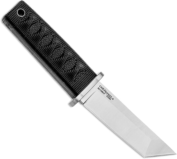Cold Steel Kyoto 3.25 Durable Compact 8Cr13MoV Stainless Steel Fixed Blade Tanto Outdoor Hunting Utility Knife 3 3/8 Textured Kray-Ex Handle Sheath Included