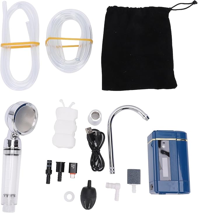 Asixxsix Portable Outdoor Shower 4000mAh PP Rechargeable Camping Shower Pump with Showerhead USB Rechargeable 110cm Hose Portable Shower for Camping for Hiking Travel Car Pet