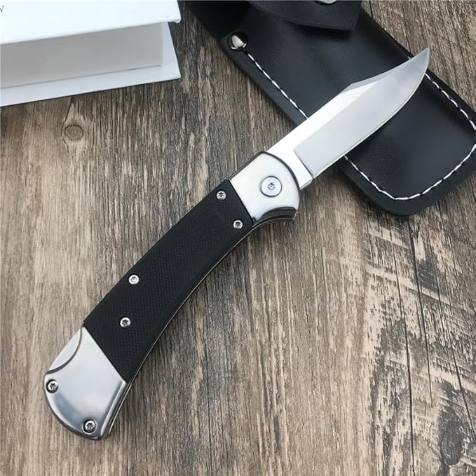 HUAAO 3'' 440C Clip Point Blade Black G10 Handle Back Lock Folder OpeningCamping EDC Tool Folding Pocket Knife Everyday CarryGift for Men