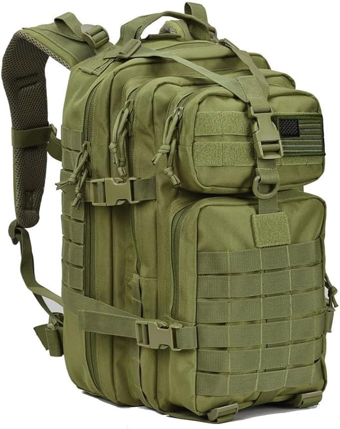 REEBOW GEAR Military Tactical Backpack for Men Large 34L Army 3 Day Assault Pack Molle Bag Backpacks (34L Army Green)
