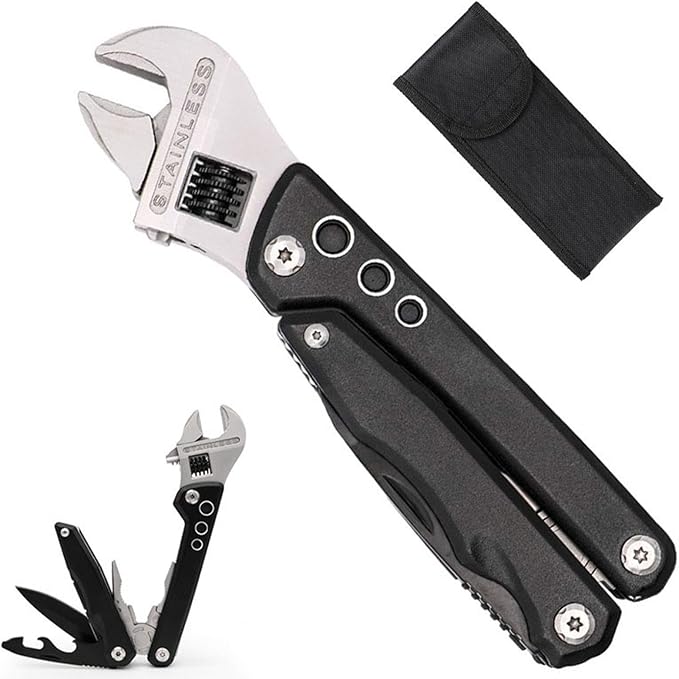 Adjustable Ratchet Wrench Multitool 7 in 1 Foldable Pocket Size Tool with Pliers Knife Saw and Screwdriver Portable Multi Tool for Camping Accessories DIY and Gifts for Men