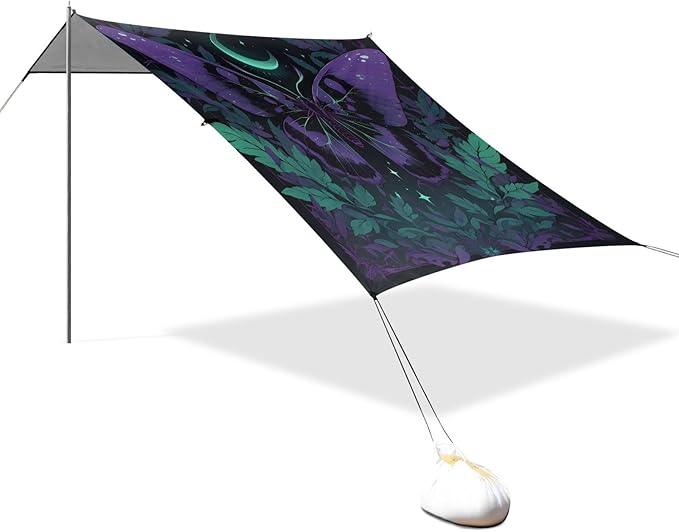 ALAZA Butterfly Moon Stars Astrology Beach Tent Sun Shelter UPF50+ Protection Beach Shade Canopy w/ 4 Sandbags for Outdoor Camping Fishing Backyard Fun Picnic 10x9 ft