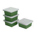 ECR4Kids Stackable Square Bins with Non-Snap Lids Multipurpose Organization Hunter Green 4-Pack