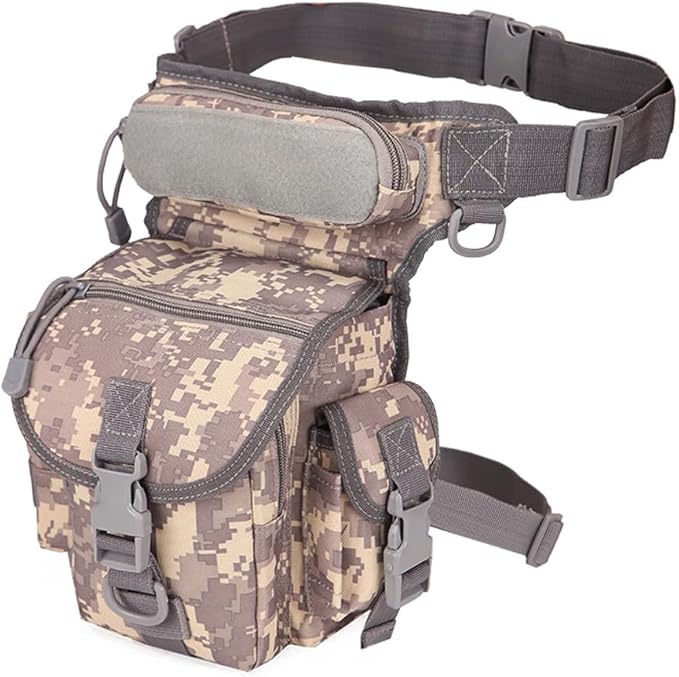 Drop Leg Bag for Men Waterproof Military Tactical B Cross Over Leg Rig Outdoor Bike Cycling Hiking Thigh Bag (ACU Digital)