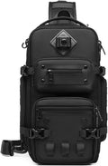 OZUKO Small Tactical Sling Bag for MenVersatile Sling Backpack with Tactical Features and Durable Construction (black)