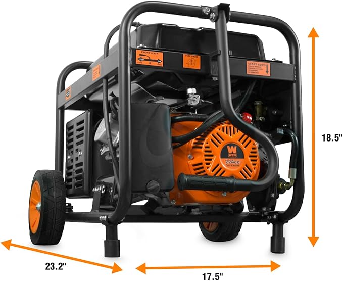 WEN 4750-Watt 120V/240V Dual Fuel Portable Generator with Wheel Kit and Electric Start (DF475T)