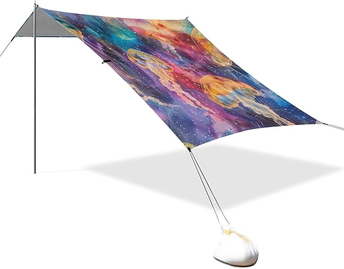ALAZA Jellyfish Watercolor Nebula Beach Tent Sun Shelter Portable Canopy Sunshade for Outdoor Camping Picnics Backyard Fun 10x9 ft