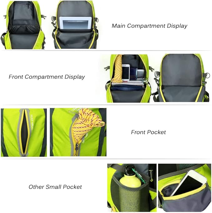 HUIOP Camping Backpack 40L Water Resistant Travel Backpack Camp Hike Laptop Daypack Trekking Climb Back Bags For Men Women