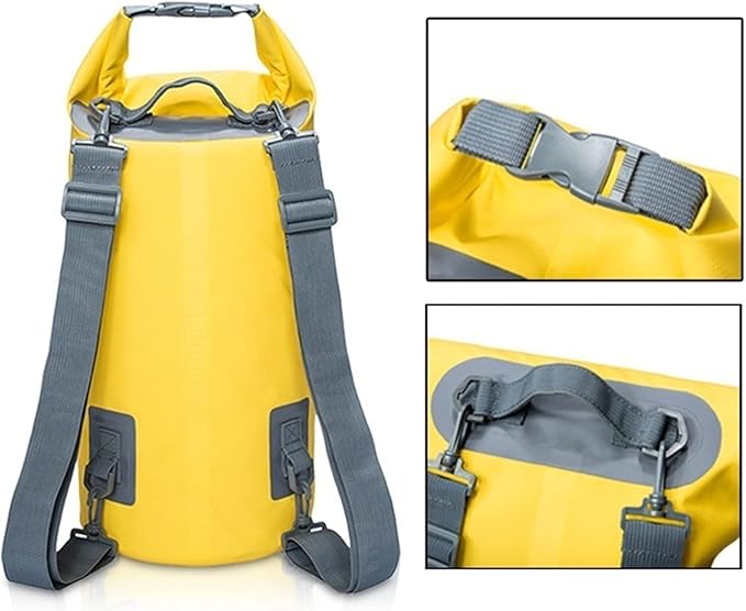 Waterproof Dry Bag Floating Waterproof Dry Bag Roll Top Dry Compression Sack with Adjustable Shoulder Straps (Color : Yellow)