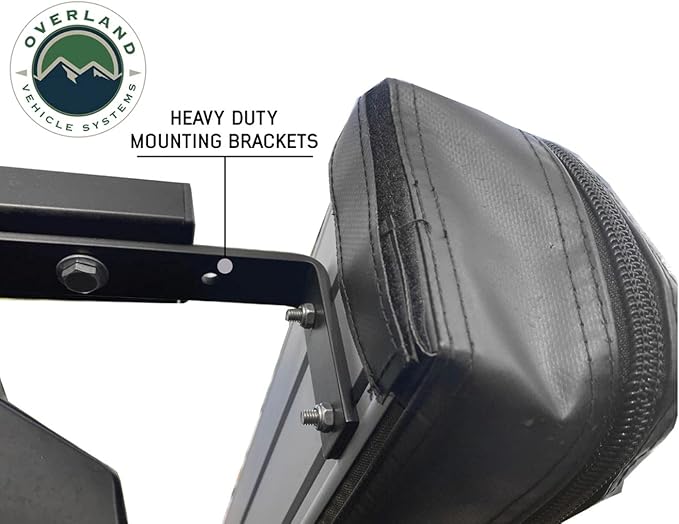 Overland Vehicle Systems HD Nomadic Car Side Shower Room with Black 1000G PVC Travel Cover Universal L - Brackets Dark Grey Body with Silver Inner Lining
