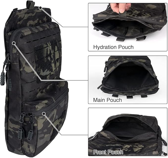 Tactical MOLLE Hydration Pack for 2L Hydration Water Bladder Hydration Bag 500D Nylon