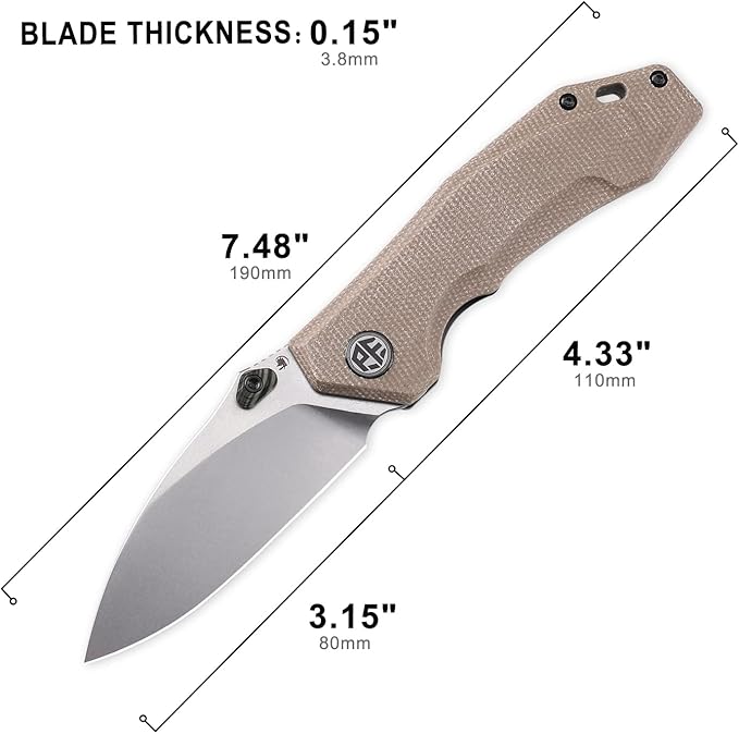 Petrified fish PFP04 Havrog3.15 K110 Stonewashed Blade 127g Micarta Handle Liner lock Folding knife (Stonewashed Khaki)