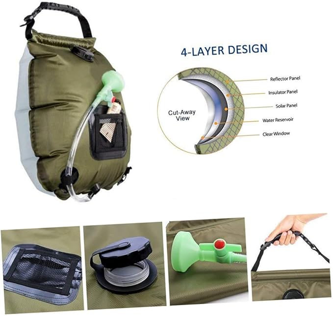 Toddmomy Solar Shower Bag Portable Camping Shower Nozzle for Outdoor Hiking Beach and to Use Design Temperature Display for Picnics and Fishing