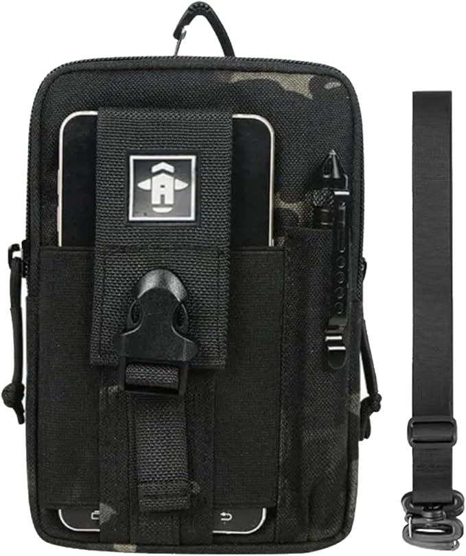 Universal Outdoor Tactical Molle Pouch EDC Waist Bag Pocket Organizer for Less Than 9 Smartphone (B)