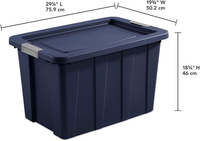 Sterilite 12-Pack Storage Bins with Lids Heavy Duty Totes Tuff1 30 Gallon Dark Indigo