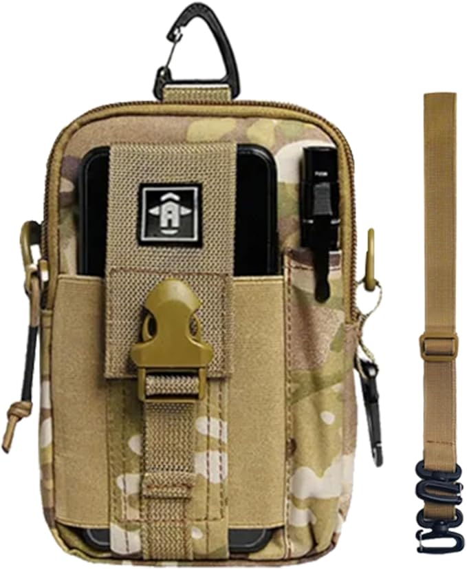 Tactical Molle EDC Utility Gadget Pouch Compact Multipurpose Belt Waist Hip Bag with Cell Phone Holster Holder (with Strap)