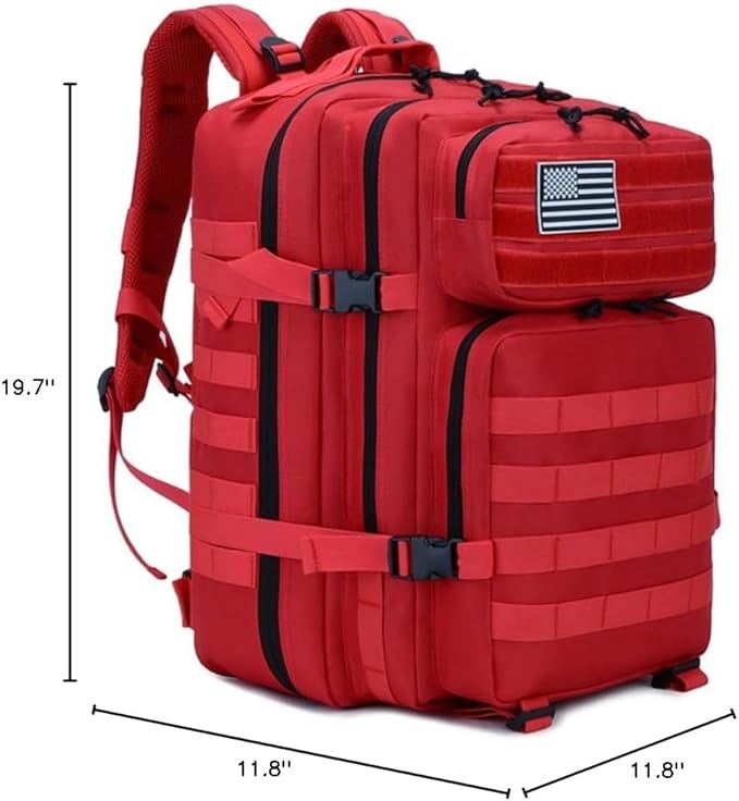 45L Military Tactical Backpack for Men &amp Women Bug Out Bag Assault pack Molle Daypack Hiking Trekking Rucksack(Red)