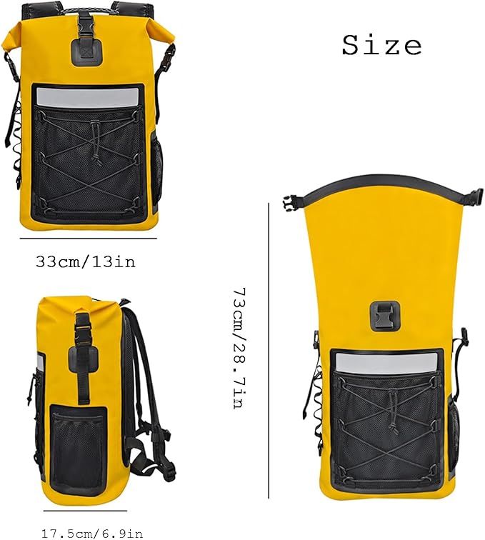 Waterproof Backpack 35 L PVC Lightweight Front Mesh Pocket Dry Bag for Kayaking Travel Hiking BoatingGreen