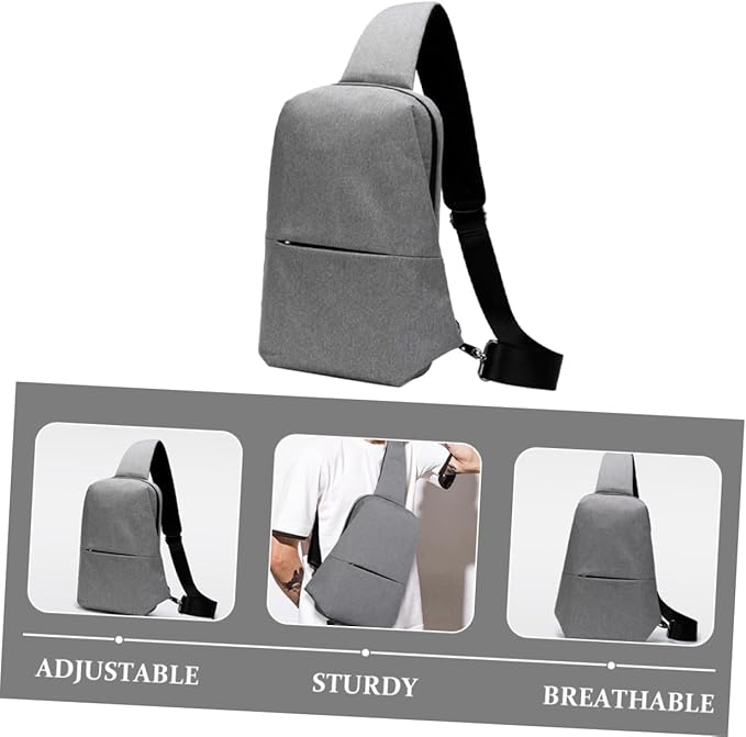 Sling Backpack Multi-purpose Shoulder Chest Bag for Hiking Travel Kayaking Light Grey