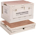 Nice C Storage Bin Tote 55 Qt Organization and Storage Closet organizer Collapsible Storage Box Organizing Containers Plastic with Wood Lid and 2 Side Doors Stackable Organizer(Set of 1)