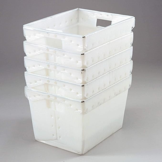 Postal Mail Tote Without Lid Corrugated Plastic Natural 18-1/2x13-1/4x12 - Lot of 10