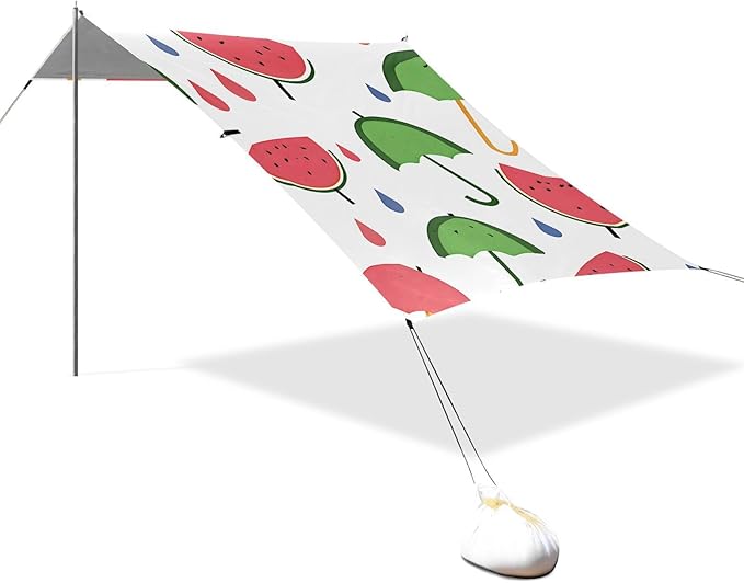 ALAZA Watermelon Umbrella Pattern Beach Tent Sun Shelter Portable Canopy Sunshade for Outdoor Camping Picnics Backyard Fun 10x9 ft