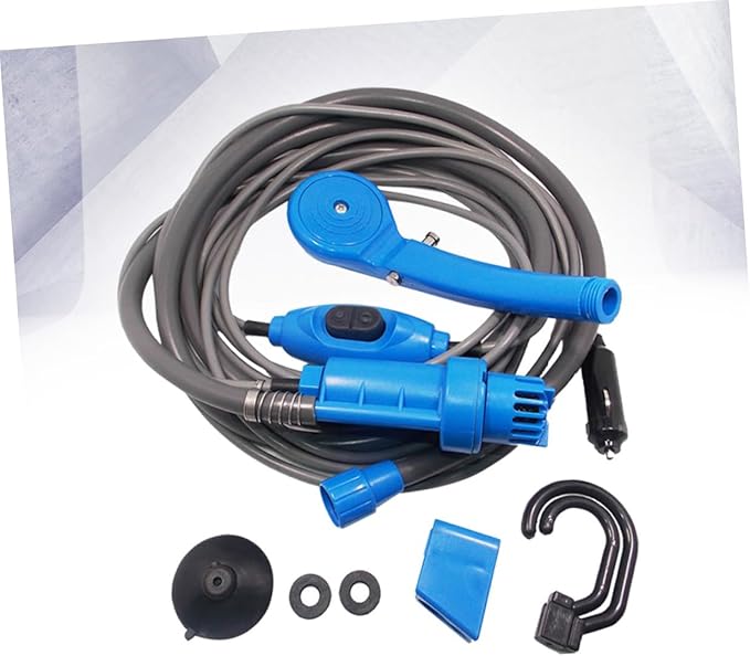 Gatuida Portable Shower for Camping 12v Outdoor Shower Kit Car Charger Hose and Sucker Ideal for Travel
