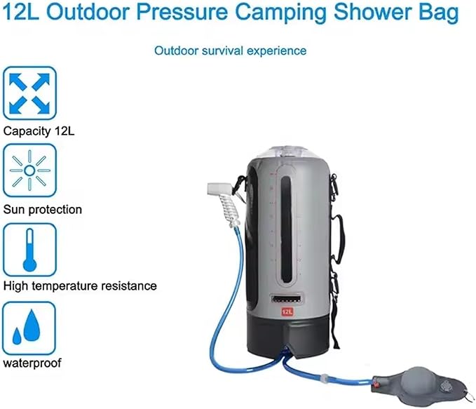 Outdoor Foldable Portable Mountaineering Outdoor Supplies Camping Solar Shower Bag Camping Portable Solar Shower Bag 12L