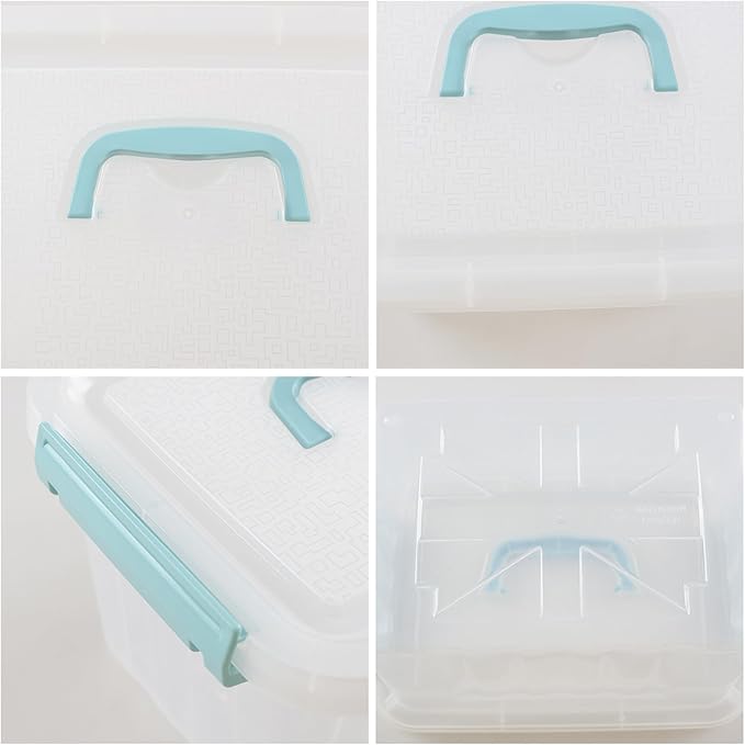 6 Quart Plastic Clear Storage Bins with Lids Small Clear Latch Storage Boxes with Handles 6-Pack
