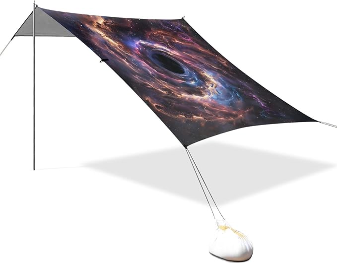 ALAZA Black Hole Nebula Beach Tent Sun Shelter UPF50+ Protection Beach Shade Canopy w/ 4 Sandbags for Outdoor Camping Fishing Backyard Fun Picnic 10x9 ft
