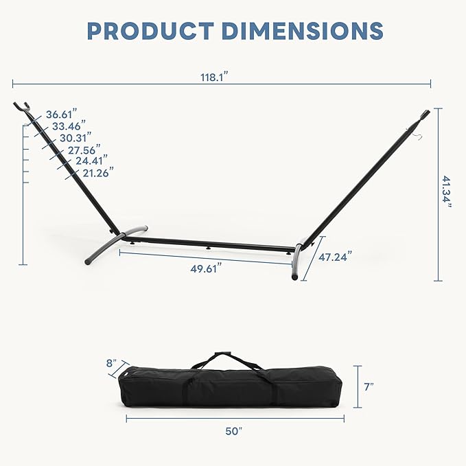 DUMOS Hammock Stand Only Heavy Duty Hammock Stands for Double 2 Person Portable Steel Stand for Outside Garden Backyard Patio Pool Beach with Carrying Case