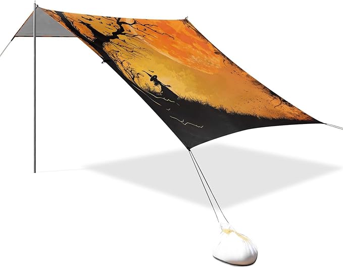 ALAZA Halloween Witch Beach Tent Sun Shelter UPF50+ Protection Beach Shade Canopy w/ 4 Sandbags for Outdoor Camping Fishing Backyard Fun Picnic 10x9 ft